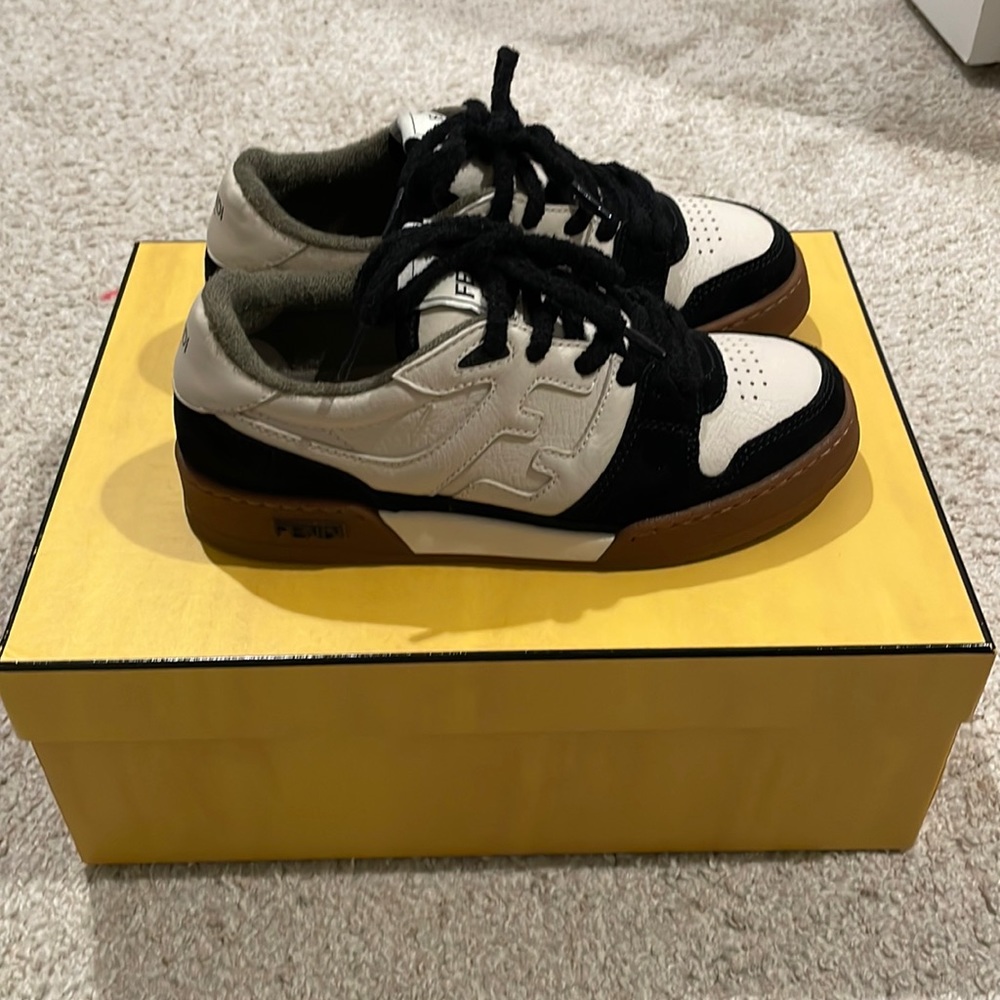 Fendi Black White Brown Low-Top Sneakers